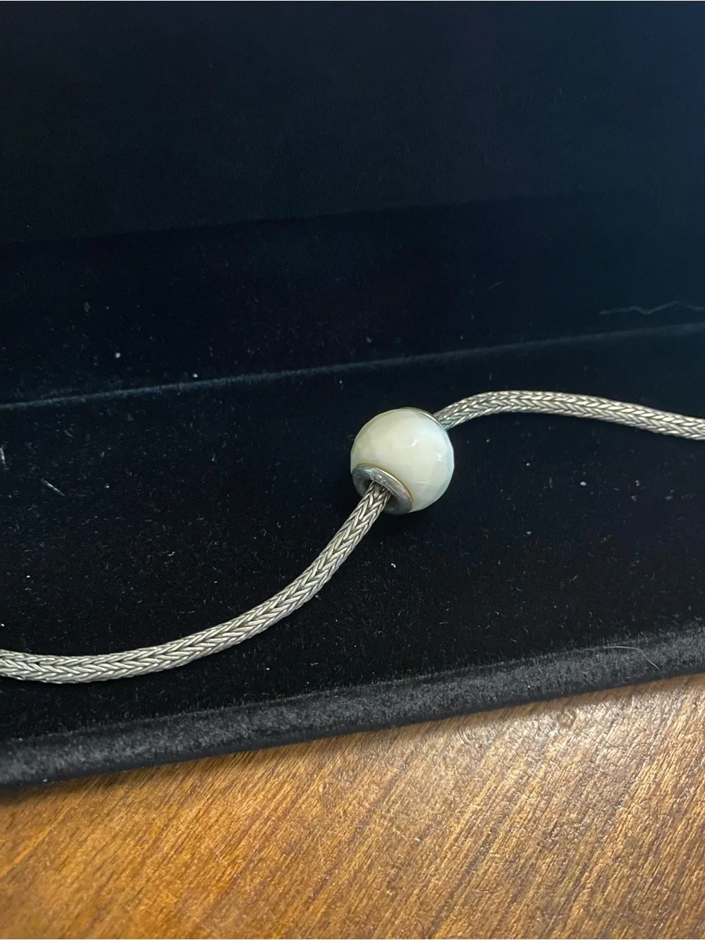 Sterling Silver White beveled mega Bead